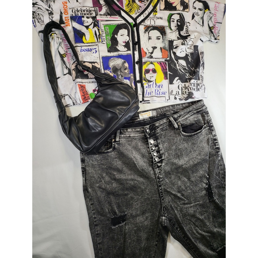 Topia Pop Shirt Celebrity Ace Distressed Jeans Olivia & Kate Bag Bundle 3X 22